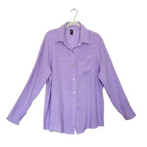 Venti6 Linen Long Sleeve Button Shirt in Purple - Sz S